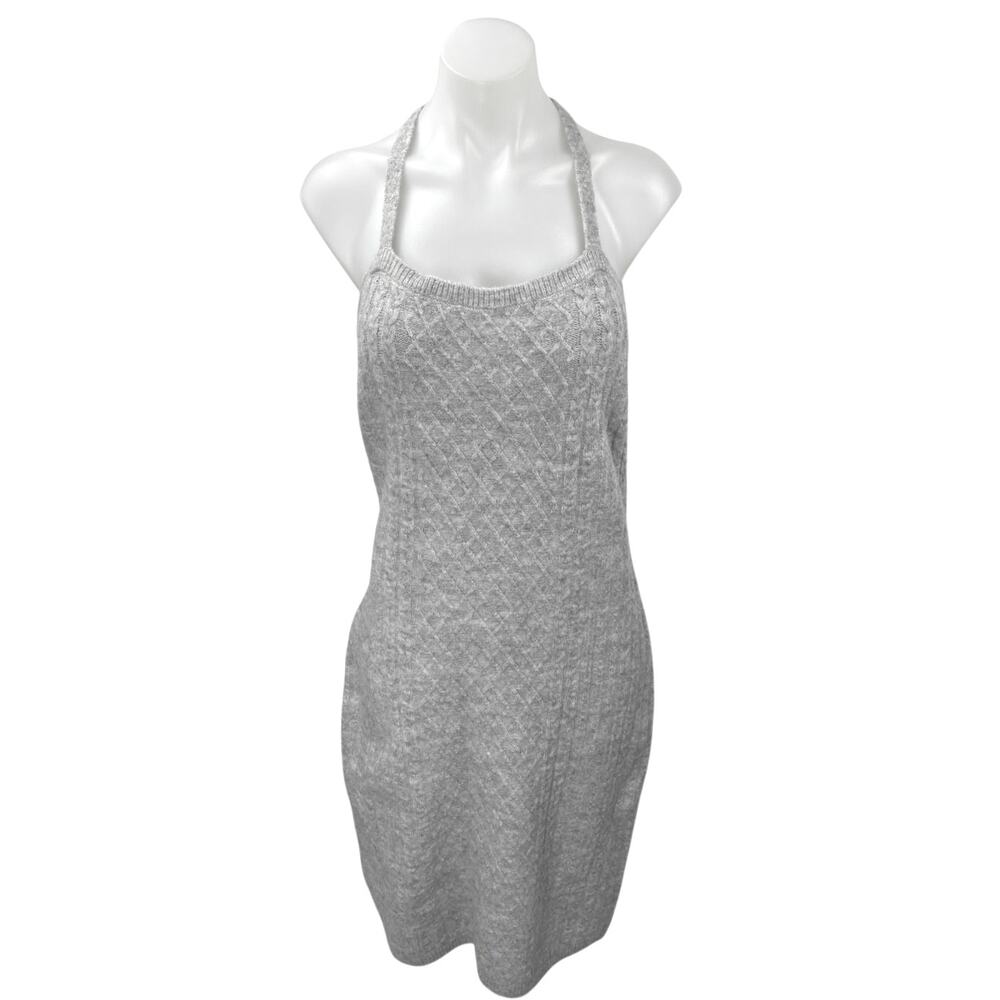 House of Harlow 1960 Gray Sleeveless Cable Knit Argyle Tank Sweater Mini Dress L
